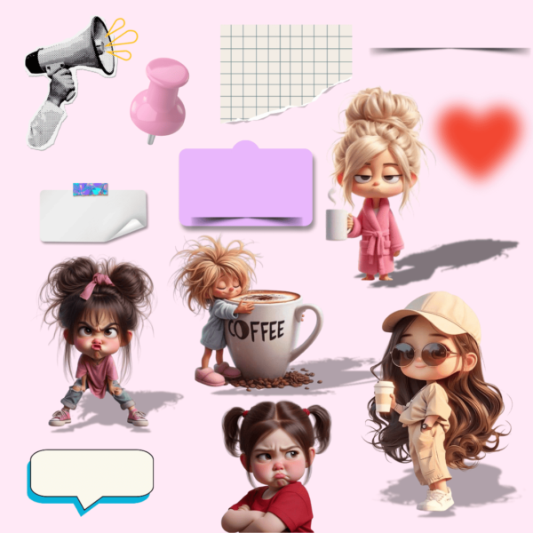 Bonequinhas, elementos e Sombras Premium 1 Ano